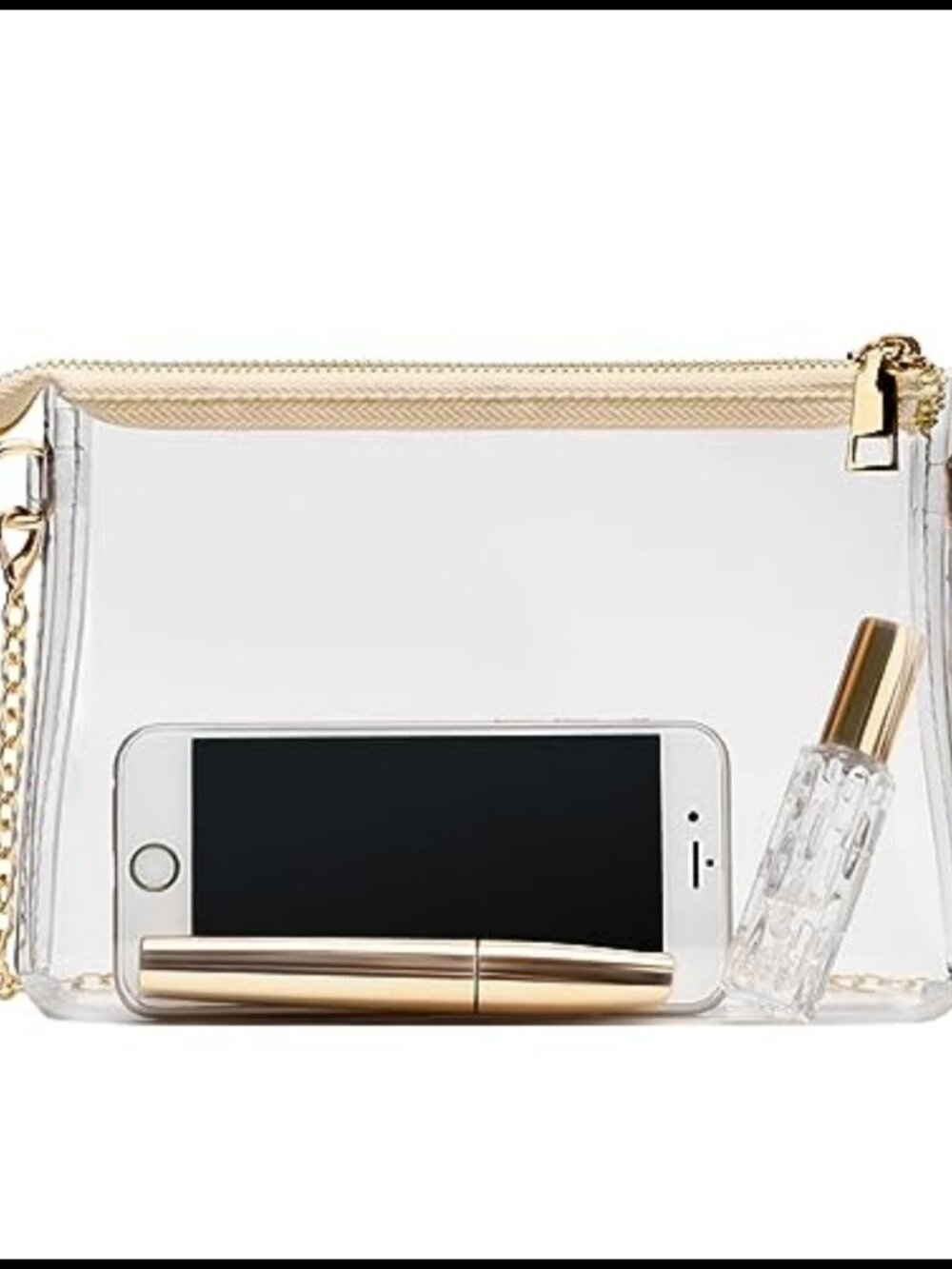 Clear Crossbody Purse PVC Stadium Approved Bag with Chain Strap